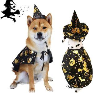 Vehomy Dog Halloween Costume Witch Cloak Cape